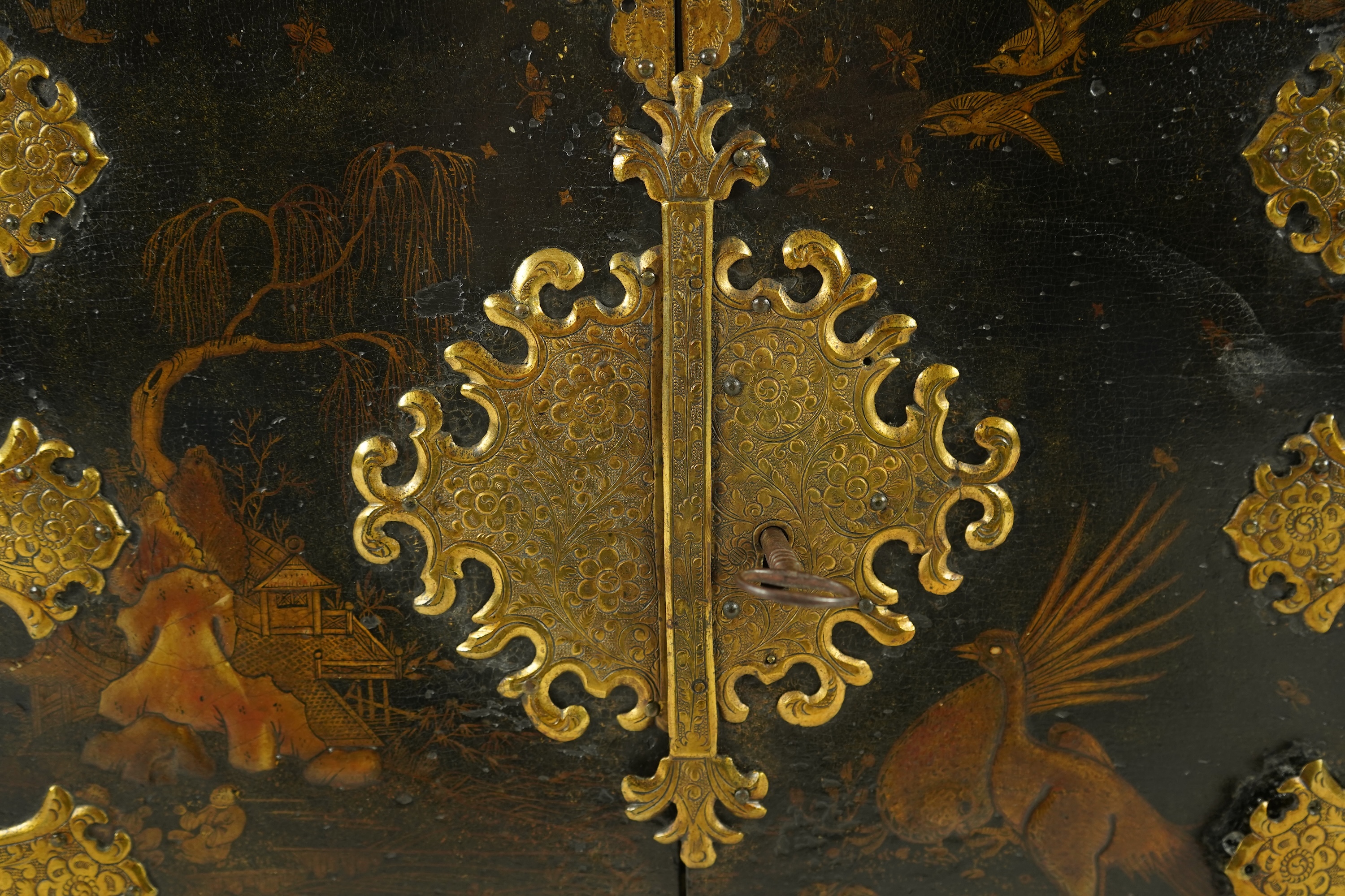 A George I black japanned table cabinet, c.1720